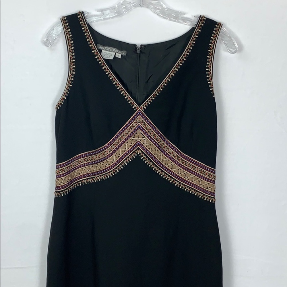 Maggy London Black Embroidered Sleeveless Dress 8